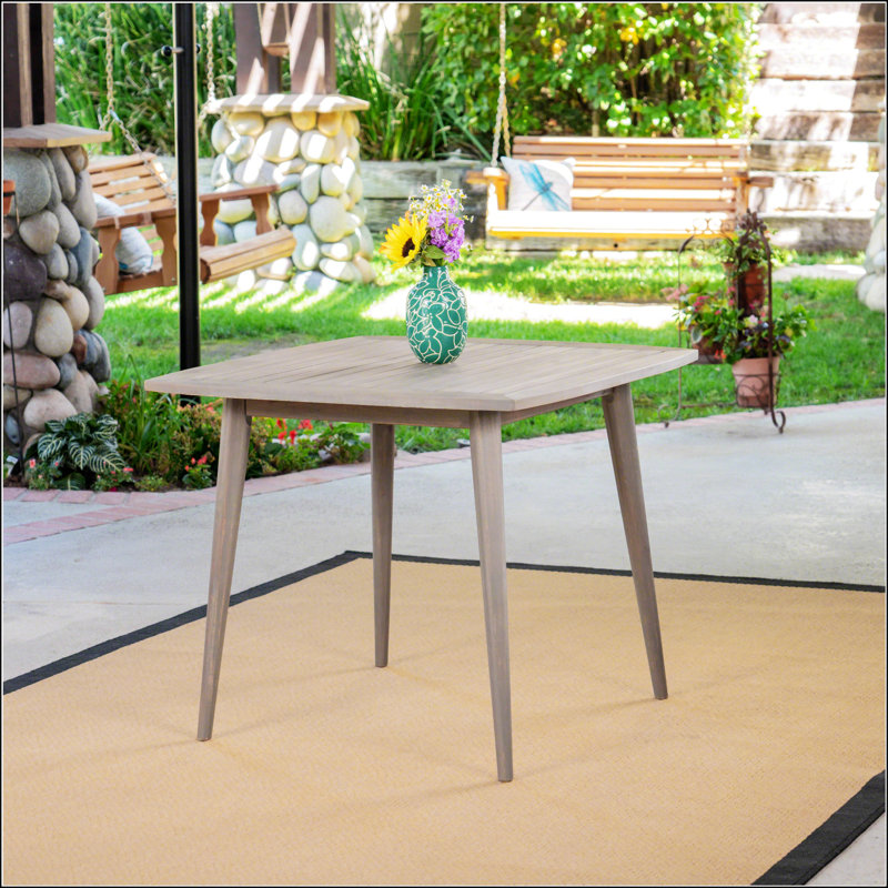 Table de salle à manger carrée d'intérieur en bois d'acacia, finition teck, durable et élégante pour les espaces modernes et traditionnels
