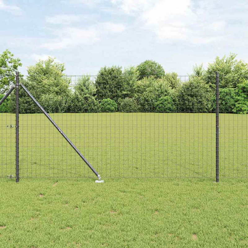Fence Posts Manual 13 Pcs Galvanised Steel, Grey, 80cm H x 3.2cm W x 3.2cm D