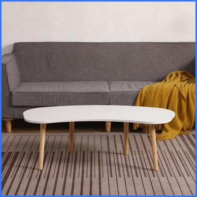 Nut-Shaped Solid Wood Leg Coffee Table – 43x21 Inches, Easy Assembly, Versatile for Living Room/Tatami