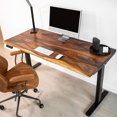 Live Edge Standing Desk with Solid Walnut Top and Dual-Motor Adjustable Frame