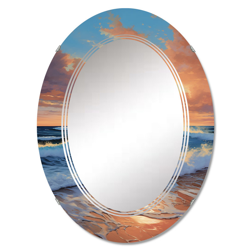 Oakport - Miroir mural nautique et de plage ovale, 30 po x 20 po