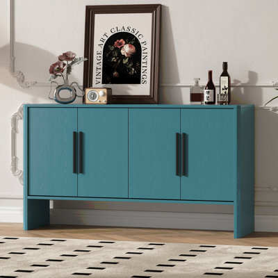Buffet avec rangement, buffet rétro avec tablettes réglables et longues poignées, buffet en bois à 4 portes pour la cuisine, la salle à manger et le salon