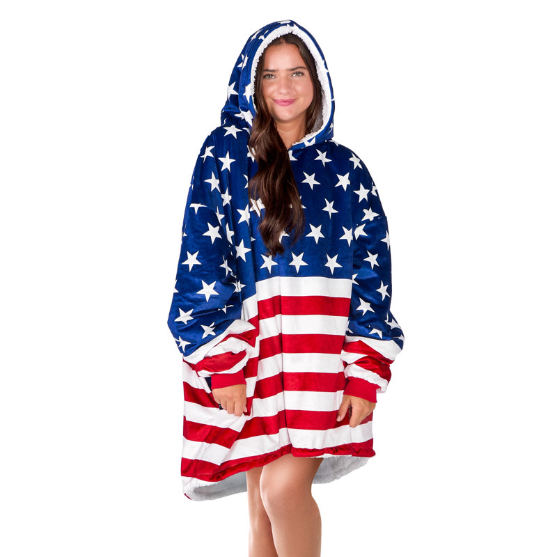Couverture en sherpa à capuche portable, Drapeau, Adulte