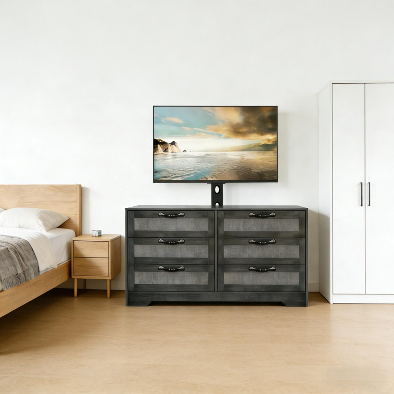 47.2" Modern Entertainment Center 6-Drawer for 32-85 Inch TVs for Living Room, Bedroom, Black