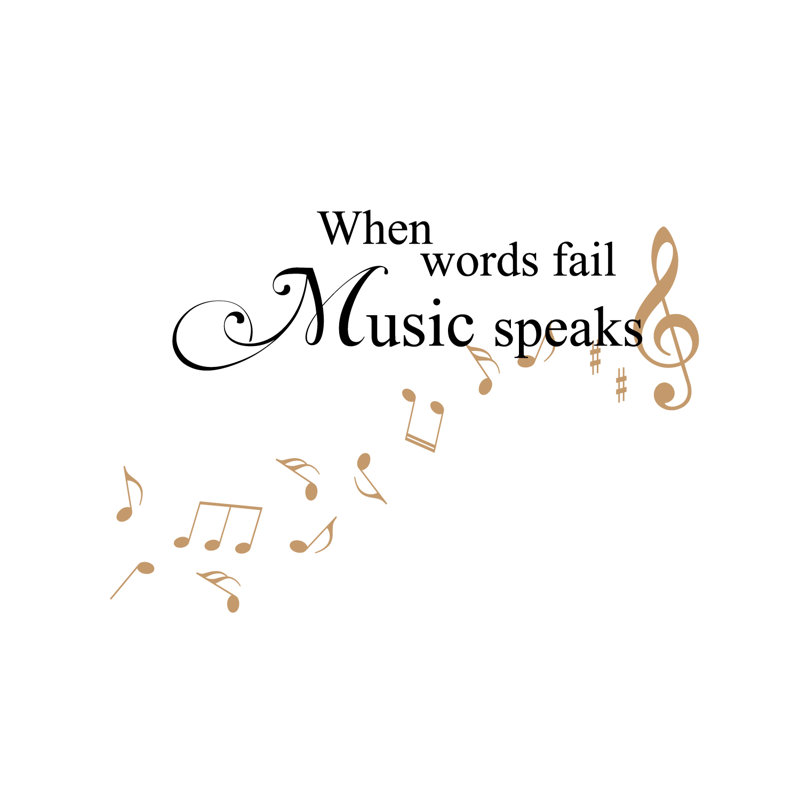 Adhésif décoratif « When words fail, music speaks », Noir / crème