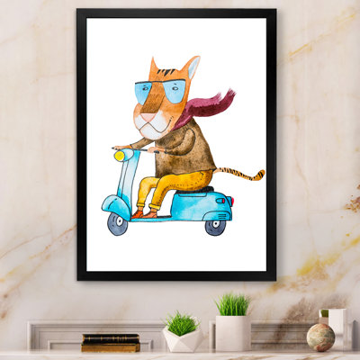 Cartoon Tiger On A Scooter " Cartoon Tiger On A Scooter " Painting Print