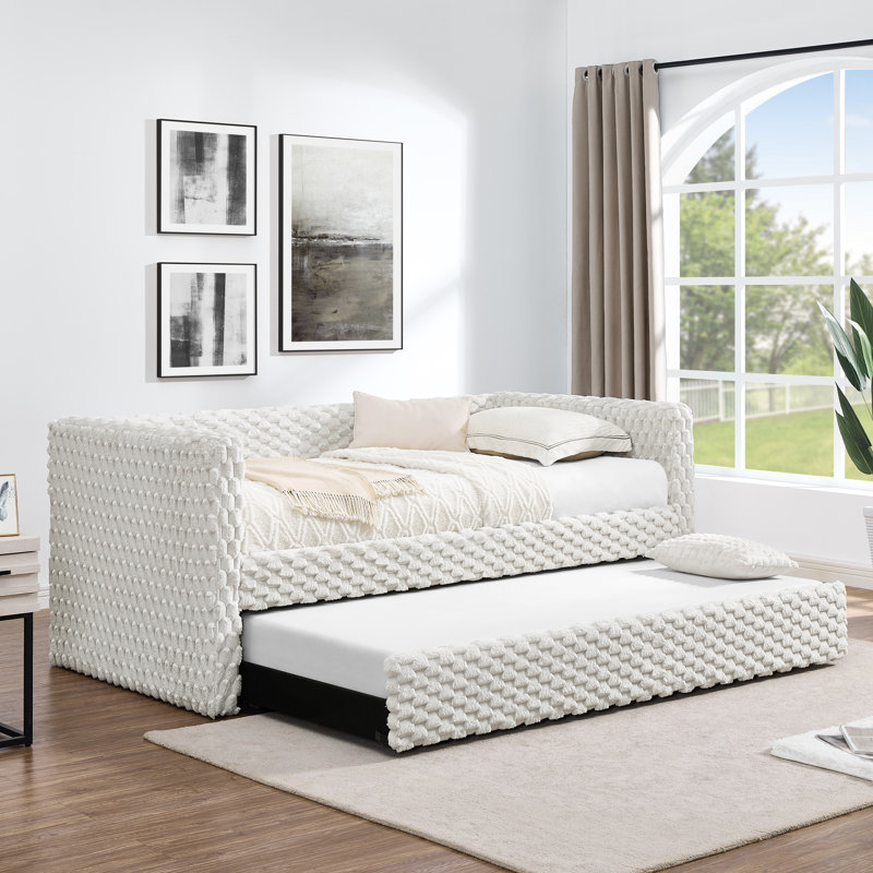 Lit de jour rembourré avec lit escamotable Phillip, Beige