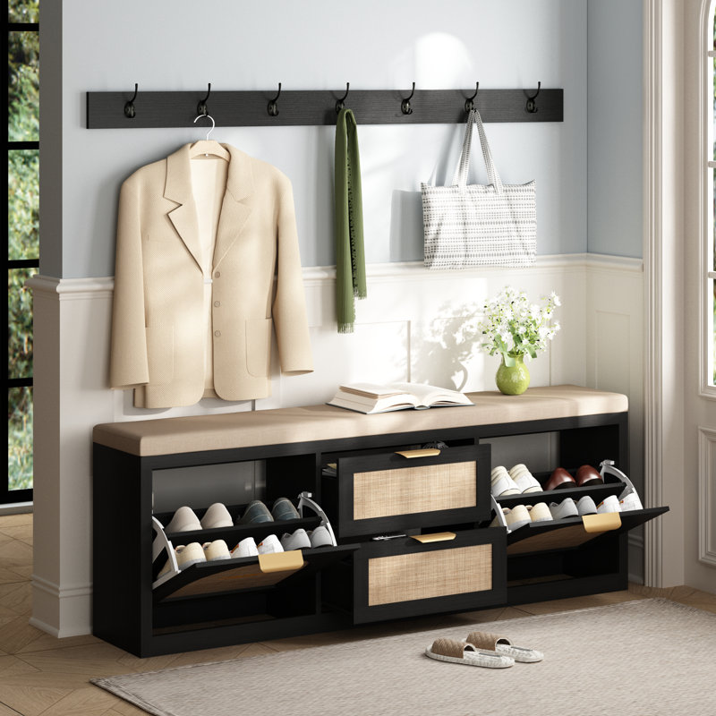 Banc de rangement pour chaussures Anteus, Noir