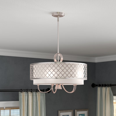 Lustre tambour 5 lumières à abat-jour Mance