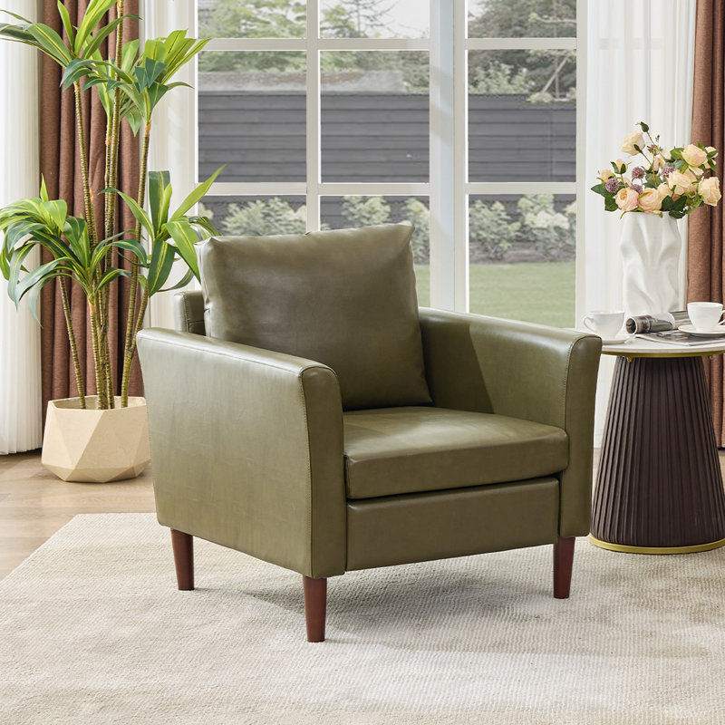 Fauteuil d'appoint en similicuir Bobur, Vert olive