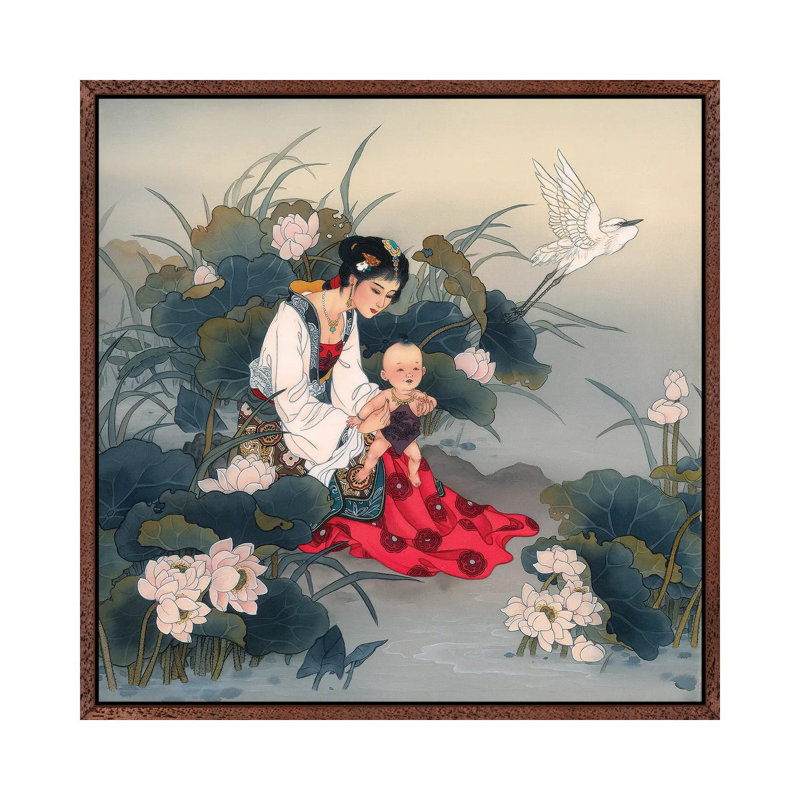 His Fathers Eyes - Painting on Canvas, Classic Brown Wood Framed, 45.72 cm H x 45.72 cm W