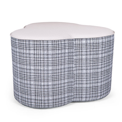 27" Wide Novelty Clover-Shaped Cocktail Ottoman with Basketweave Upholstery by Harriet Bee