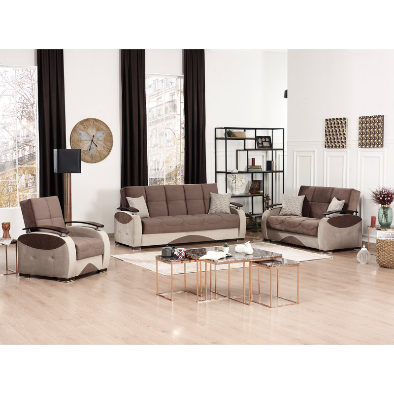 Fauteuil convertible avec rangement, brun. Élégant et pratique. Pour les petits espaces. Microfibre de qualité. 36,82 po de hauteur. Se convertit facilement en canapé-lit. Nettoyez les taches doucement sur les sièges et le rangement confortables. Id?