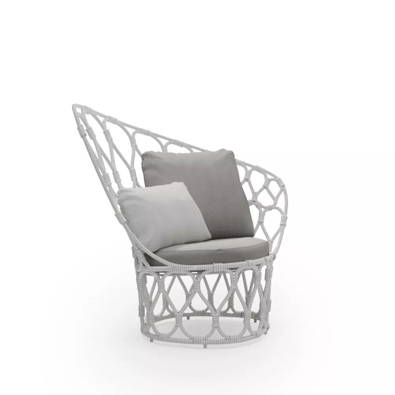 Forma Outdoor Lounge Chair, Right Hand Facing, Canvas Canvas/Action Linen, Whitewash