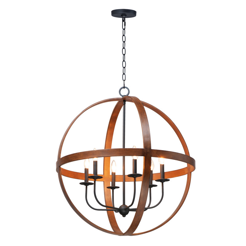Odoms 6 - Light Unique/Statement Pendant, Antique Pecan/Black