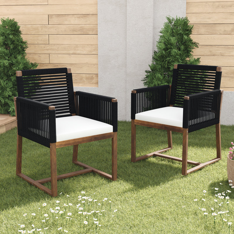 Chaises de patio en bois d'acacia Reese, Black