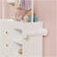 Commode avec tiroirs, tablettes ouvertes de rangement