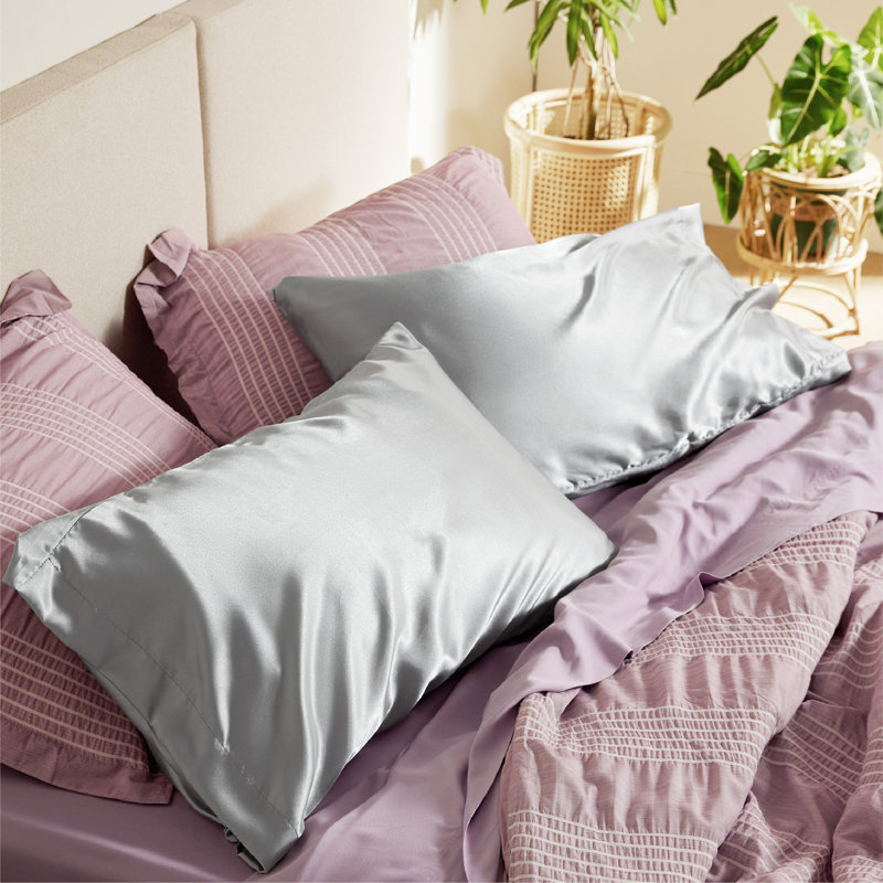 Satin Pillow Case, 50 x 60 cm Pillowcase, Grey