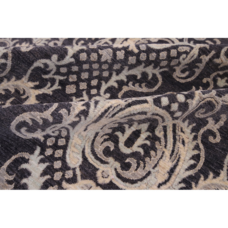 Hand-Knotted High-Quality Dark Gray Area Rug