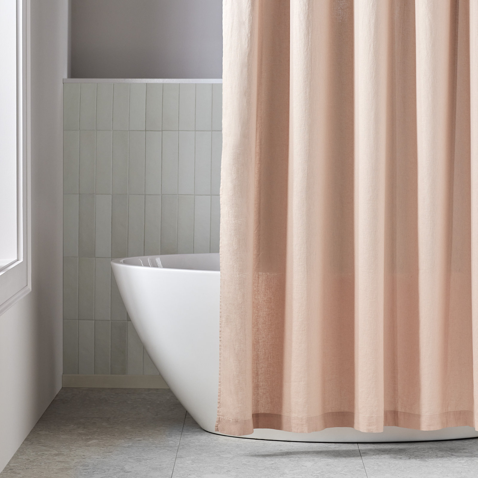 Jeffen Linen Blend Shower Curtain, Dusty Rose