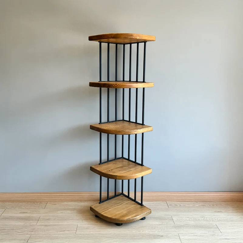 Bibliothèque d'angle en bois de pin massif Fargo, (5 Shelves) 79"H x 24"W x 24"D, Teak
