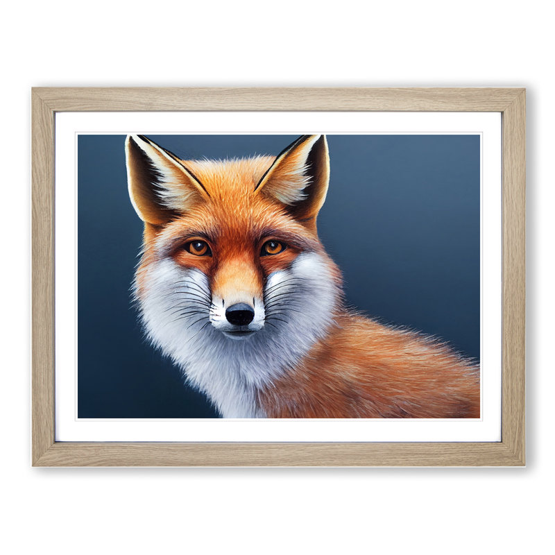 Electrifying Fox - Single Picture Frame Painting, 46cm H x 64cm W x 2cm D, Oak 