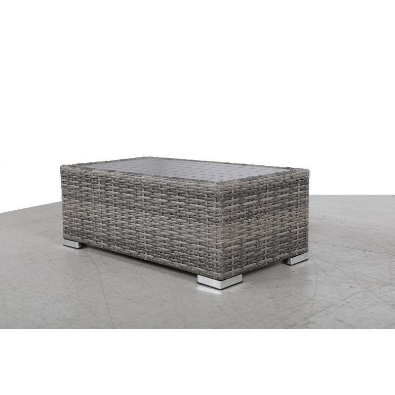 Chesterville Fully Assembled Slatted Side Table Aluminum Top- Mixed Grey