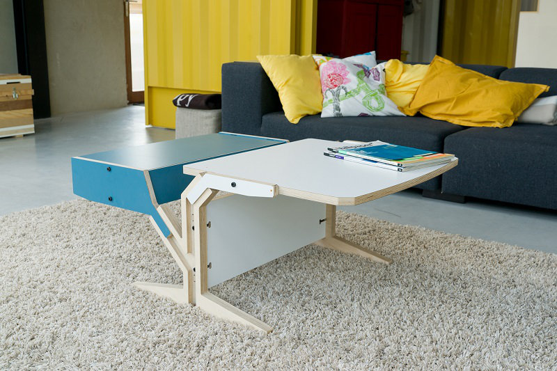Christi Trestle Coffee Table, Iris Blue
