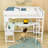 Full Loft Bed With Desk, Shelves, LED And Charging Station-2034536806