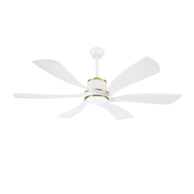 Ventilateur de plafond Hydle 60, Blanc / doré avec pales blanches