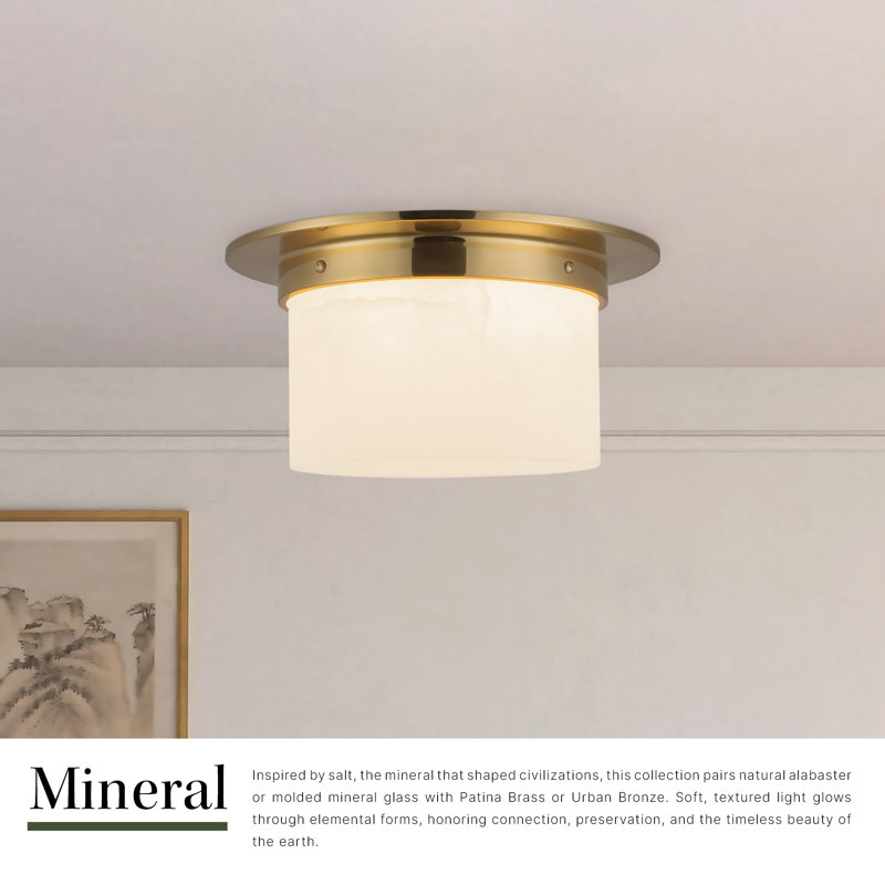 Mineral 11-in Brass Flush Mount, Alabaster, Oil Rubbed Bronze