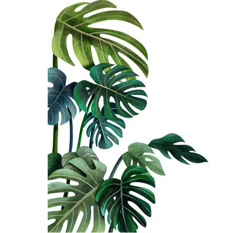 Tropical Monstera Leaf Wall Stickers – Large Palm Leaves Decals, Removable Jungle Plant Wall Art Mural – Green for Bedroom, Living Room, Home Decor