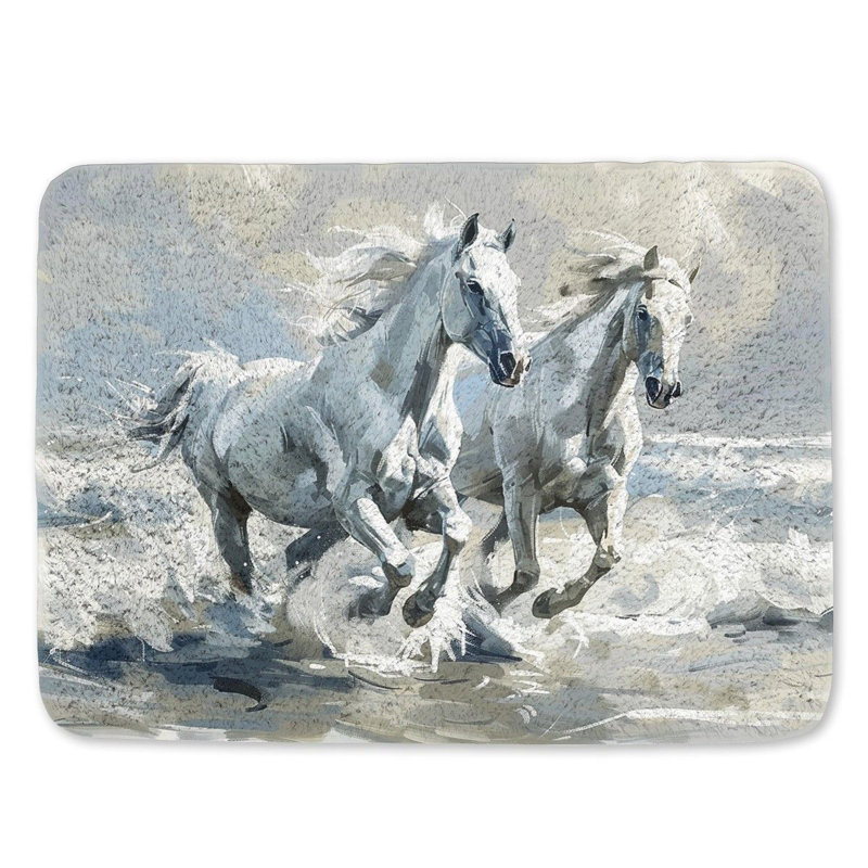 Tapis de salle de bain chevaux, L 17 po x L 24 po