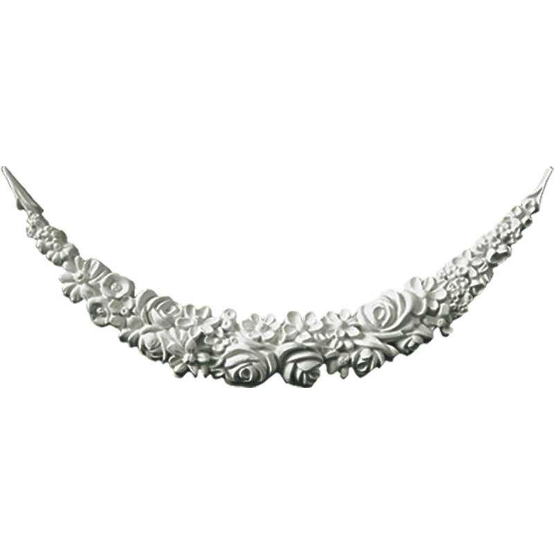 Primed Gray Polyurethane Floral Crown Applique
