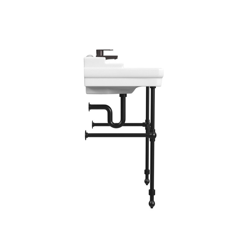 Cheviot Products Essex 24" Console Bathroom Sink with Overflow & Metal Base, 4" Centerset, Matte Black