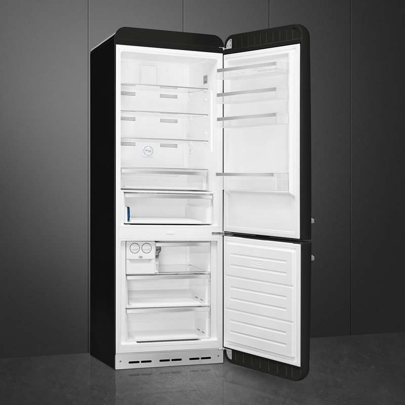 SMEG 27.8" Bottom Freezer 16.26 cu. ft. Energy Star Refrigerator, Black, Left Handed