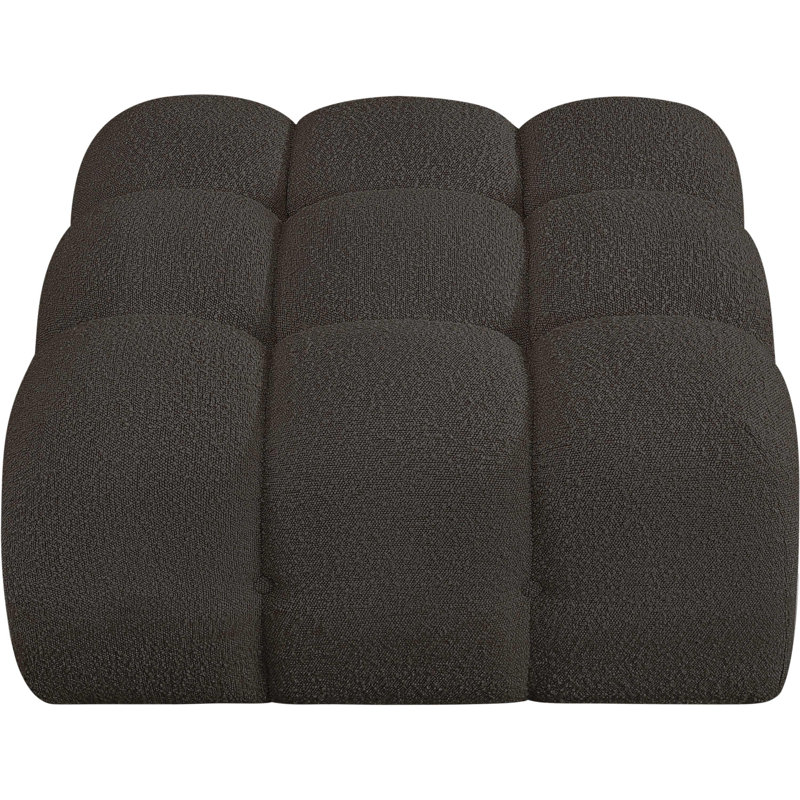 Repose-pieds standard carré de 34 po de large Ames, Tissu brun bouclé