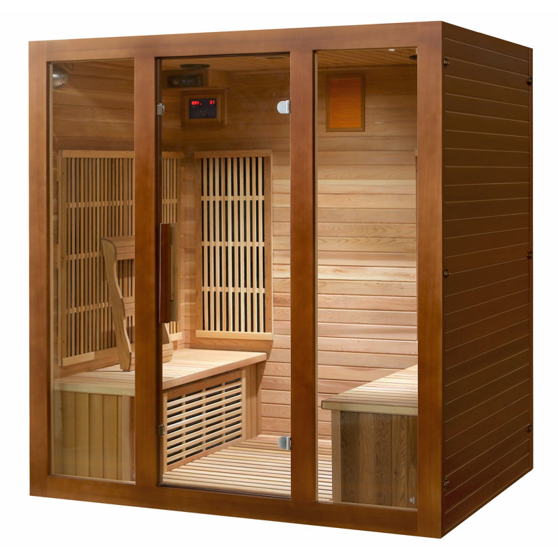 SunRay Saunas Roslyn 4 - Person Indoor Bluetooth Compatible FAR Infrared Sauna in Cedar