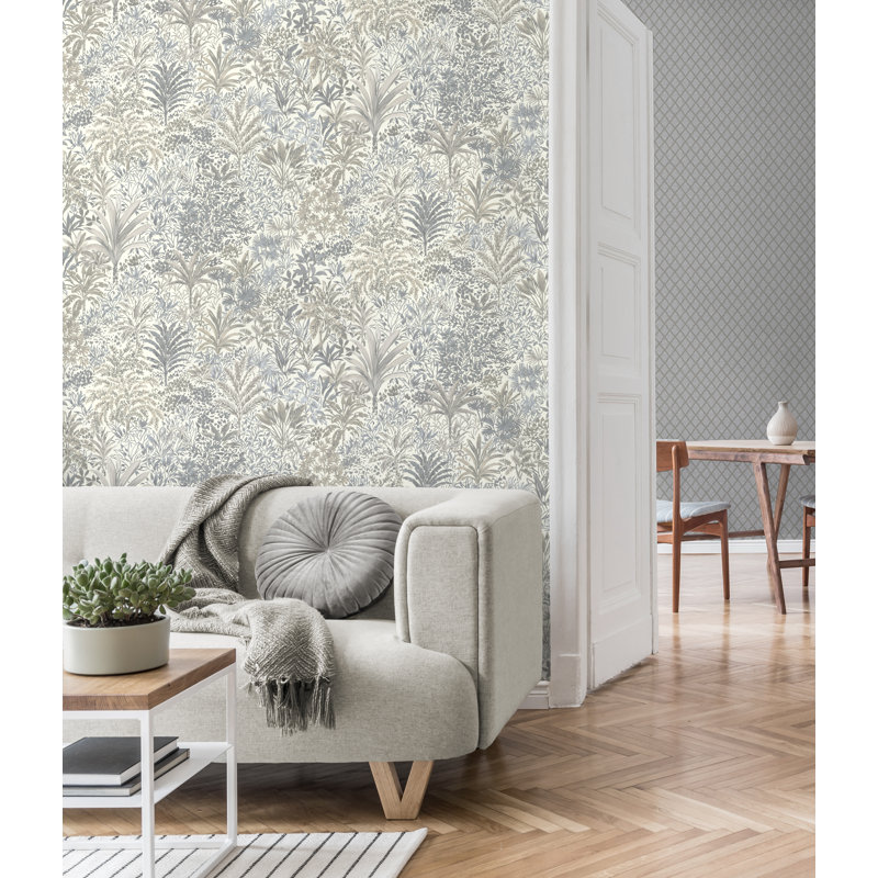 Palm Landscape Italian Heavyweight Wallpaper, Blue