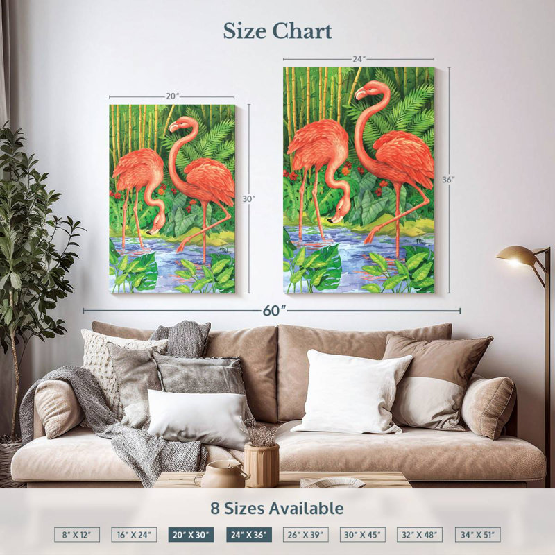 Brampt Bamboo Flamingo, 36" H x 24" W