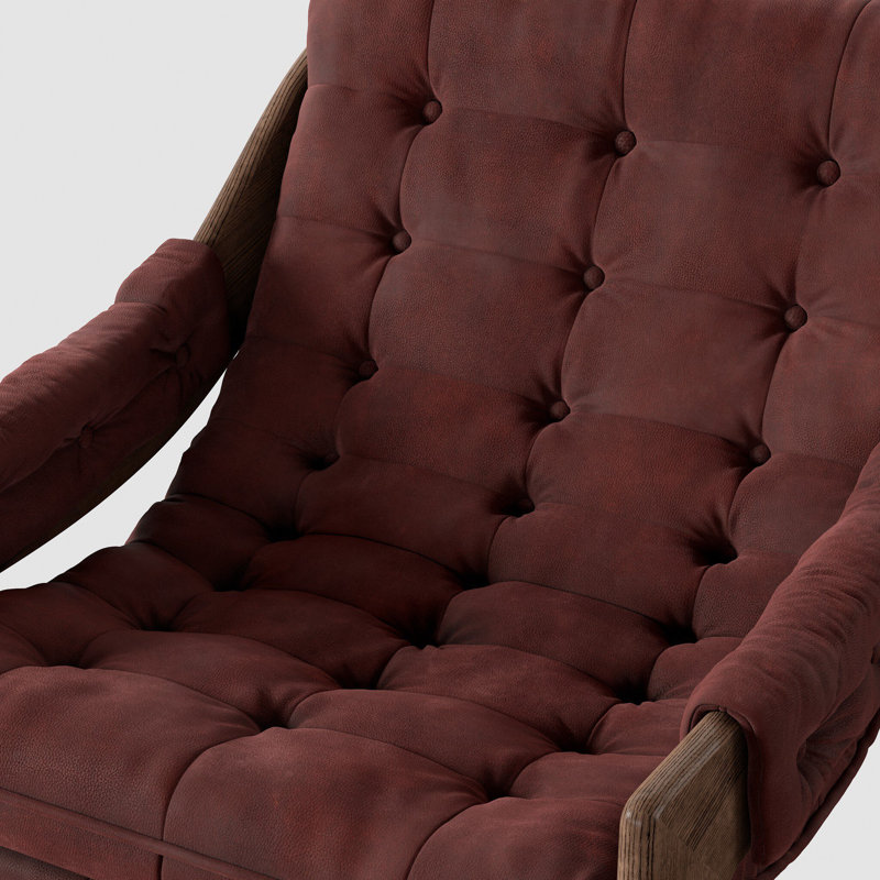 Tuckerman Chair - Terra Brown, Nubuck Burgundy Genuine Leather, Terra Brown Ash