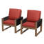 Ensemble de 2 chaises de salle à manger en bois de cèdre brun avec coussins en oléfine pour l'extérieur-1314767419