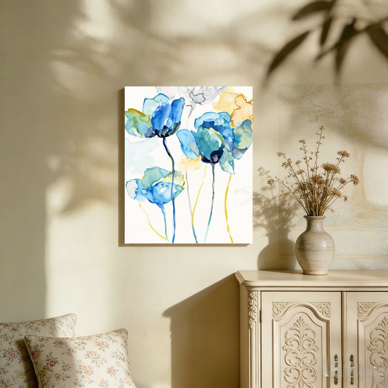 Art mural moderne sans cadre avec fleurs colorées Modern Glam, L 36 po x l 24 po