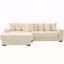 Canapé modulaire en L de 110,75 pouces avec repose-pieds mobile, porte-gobelets et 8 coussins décoratifs, tissu en velours côtelé, déplié en lit, beige-118054471