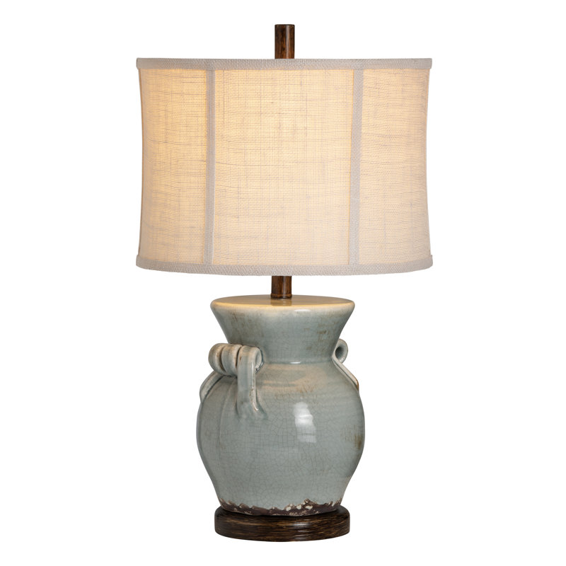 Set Of 2 Ceramic Table Lamp With Burlap Shade