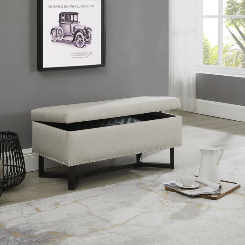 Banc de rangement à couvercle rabattable Arist, Beige