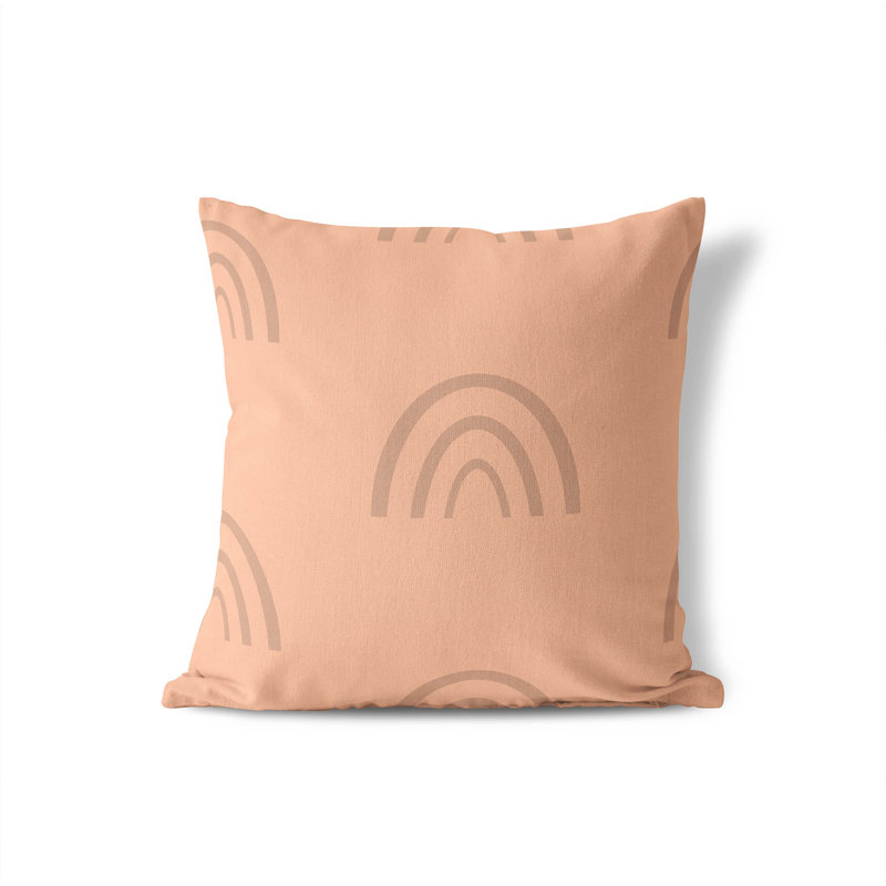 Plain Bows Match Pillow, Peach, 18"H x 18"W