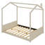 Lit en bois pour lit double en velours, beige