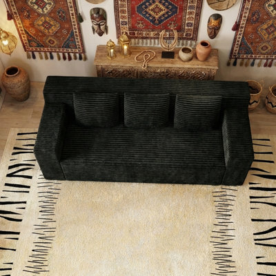 71 Inch 3-Seater Sofa, Corduroy Fabric Modular Sectional Sofa, Deep Seat Couch No Assembly Required for Living Room, Bedroom, and Apartment