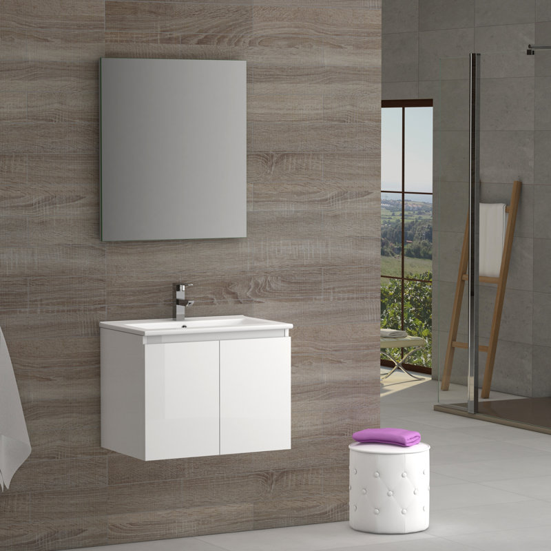 Base de meuble-lavabo simple 24 po Malibu, Blanc lustré